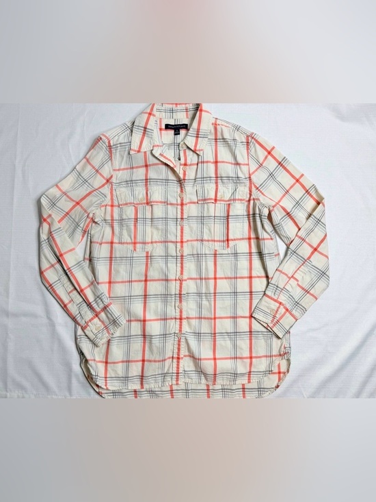 Banana Republic Tops - Banana Republic Soft Orange Plaid Women’s Button Down Shirt Small